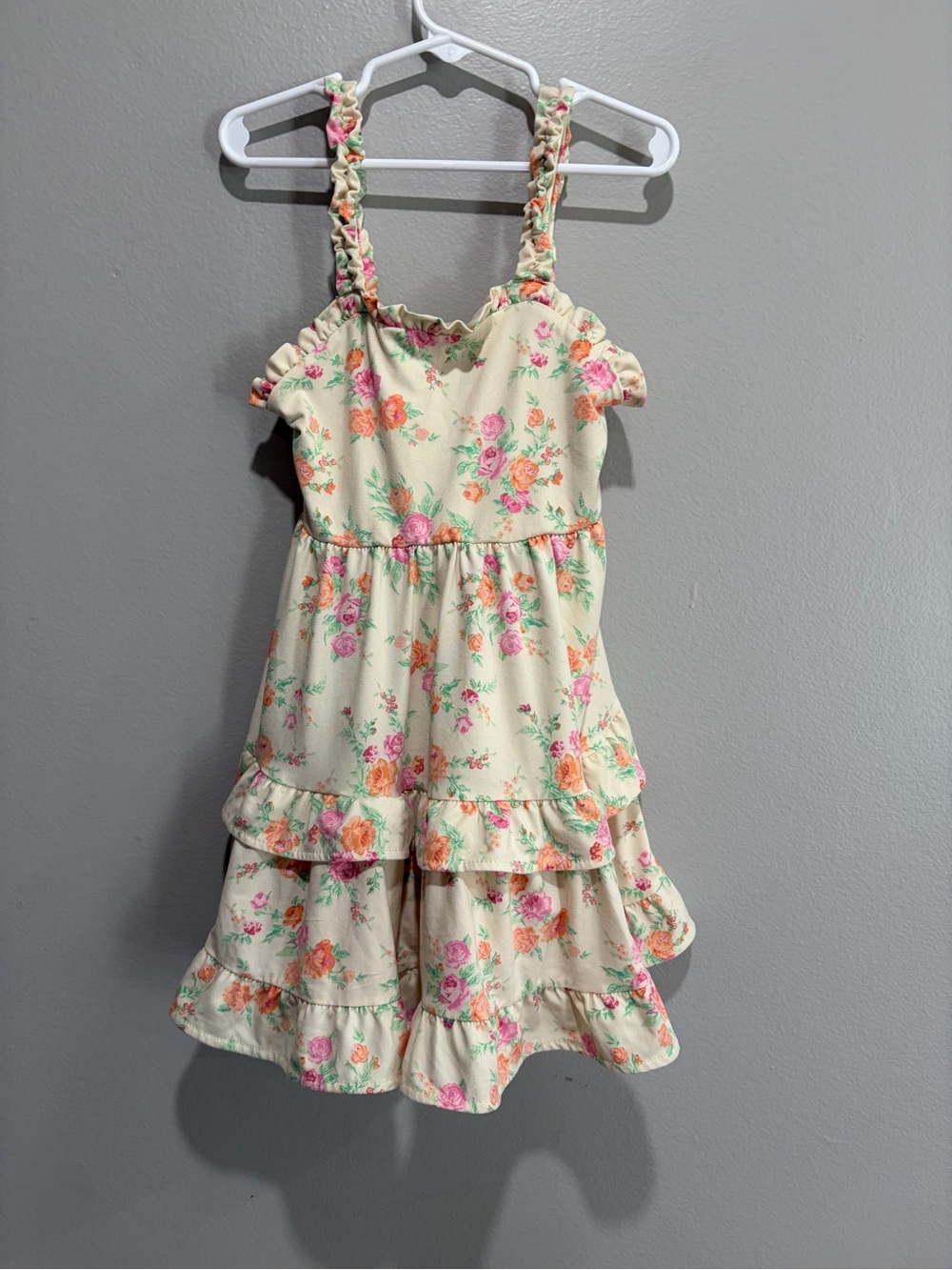 btween Cream Dress with Pink and Orange Floral Print